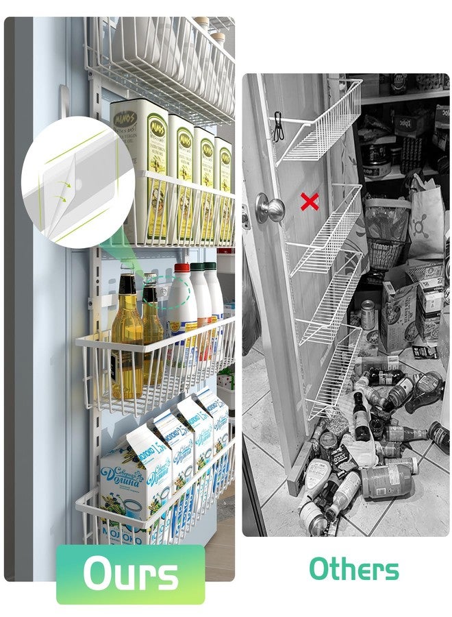 Mefirt Over The Door Pantry Organizer, Wall Mount Spice Rack, Pantry Hanging Storage and Organization, 9 Adjustable Deep Baskets Heavy-Duty Metal for Home & Kitchen, Back of Door Seasoning Rack, White - Image 5