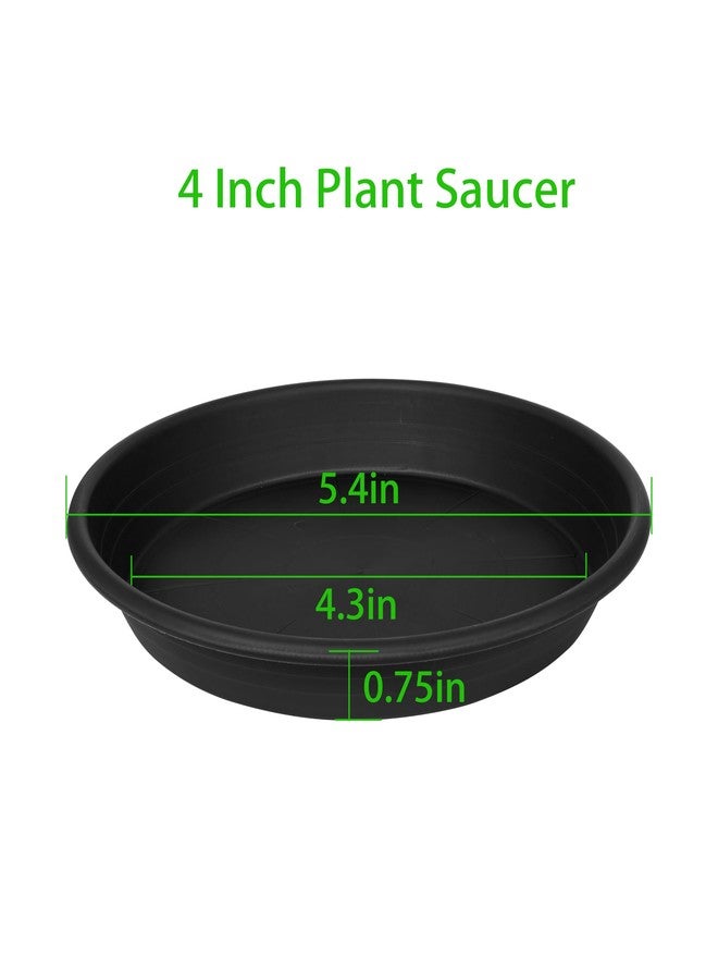 Grjoprt Plant Saucer - 6 Pack 4 Inch Durable Plastic Plant Trays Black - Image 2