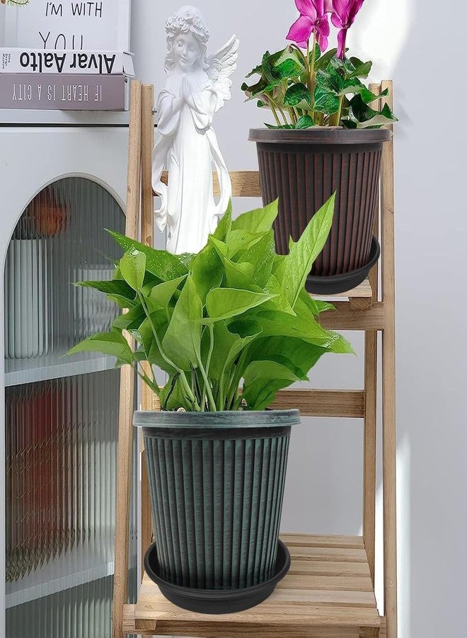 Grjoprt Plant Saucer - 6 Pack 4 Inch Durable Plastic Plant Trays Black - Image 3