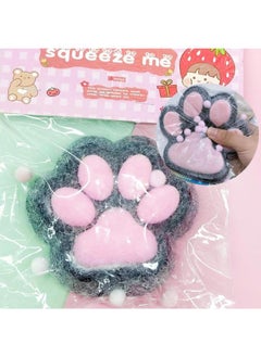 Seyaom 4.7 Inch Squishy Cat Paw Taba Toys Big Cat Paw Fidget Family Toys for Stress Relief,Cute and Realistic Cat Paw with Pink & Black Squishy Toy for Adults Kids High Stress People