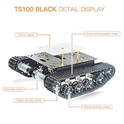 Swaytail Professional Shock-Absorbing Smart Metal Robot Tank Car Chassis Kit for Arduino/Raspberry, Tracked Suspension Absorption Vehicle, Remote Control Track Crawler Damping Vibration Caterpillar - Image 3