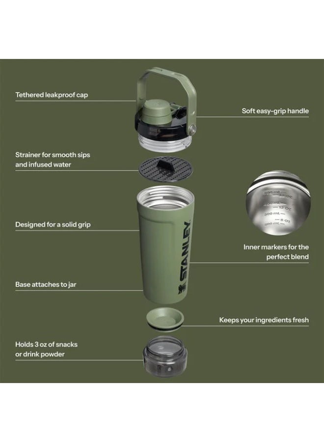 STANLEY Vitalize Shaker Bottle 20 oz (591 ml) – Leakproof Vacuum Insulated Stainless Steel Protein Shaker with Fast Flow Twist Lid, Built-in Storage Compartment, Mixing Strainer, Keeps Drinks Cold - Image 3
