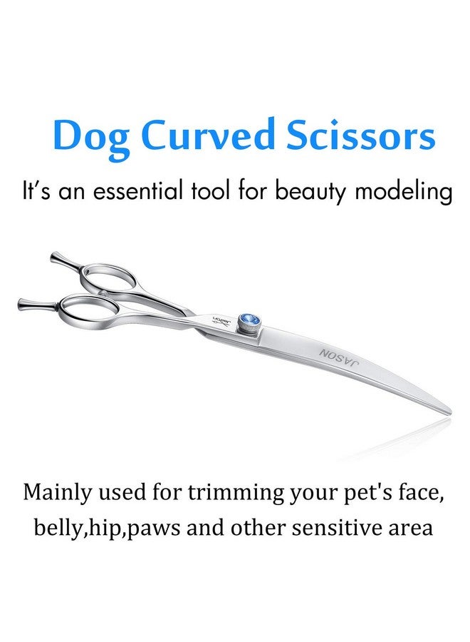 جيسون مقص جيسون المنحني للعناية بالكلاب، مقاس 7 بوصات، مقص تشذيب مريح للحيوانات الأليفة والقطط بمقبض منحرف وبرغي مرصع بالجواهر لمصففي الشعر الذين يستخدمون اليد اليمنى، حاد ومريح - Image 5