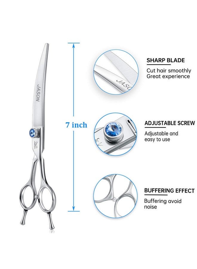 جيسون مقص جيسون المنحني للعناية بالكلاب، مقاس 7 بوصات، مقص تشذيب مريح للحيوانات الأليفة والقطط بمقبض منحرف وبرغي مرصع بالجواهر لمصففي الشعر الذين يستخدمون اليد اليمنى، حاد ومريح - Image 3