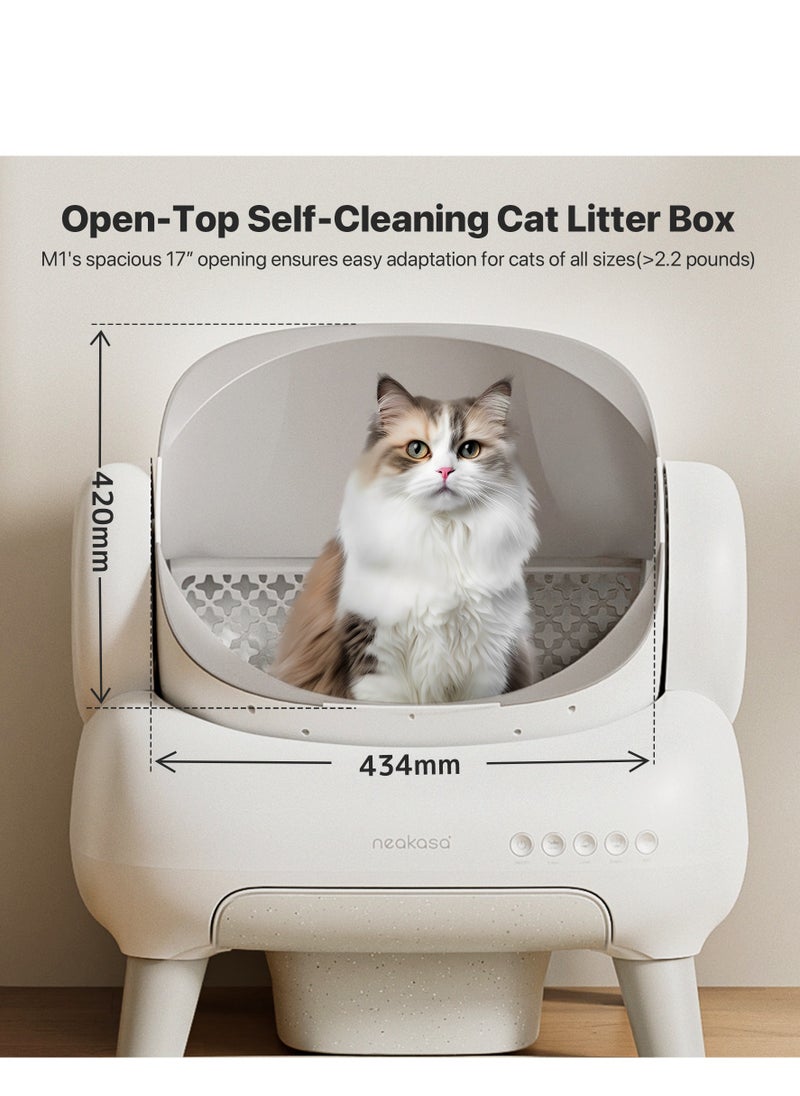 Generic - Neakasa⁺ M1 Open-Top Self-Cleaning Smart Cat Litter Box, Automatic Cat Litter Box With APP Control, Odor-Free Waste Disposal Bags (2 Rolls) & Litter Mat Included. [Full Pack Set + 12 Months International Warranty]. - Image 1