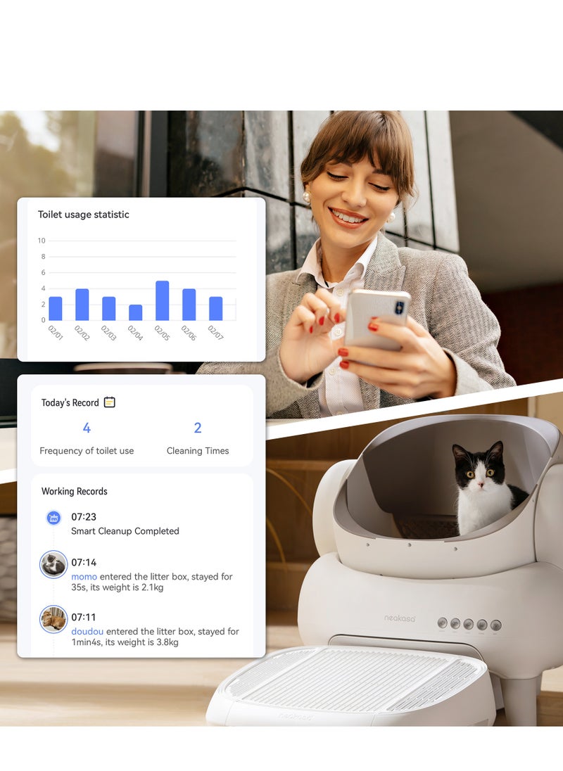 Generic - Neakasa⁺ M1 Open-Top Self-Cleaning Smart Cat Litter Box, Automatic Cat Litter Box With APP Control, Odor-Free Waste Disposal Bags (2 Rolls) & Litter Mat Included. [Full Pack Set + 12 Months International Warranty]. - Image 1