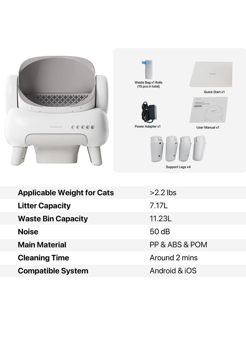 Generic - Neakasa⁺ M1 Open-Top Self-Cleaning Smart Cat Litter Box, Automatic Cat Litter Box With APP Control, Odor-Free Waste Disposal Bags (2 Rolls) & Litter Mat Included. [Full Pack Set + 12 Months International Warranty]. - Image 1