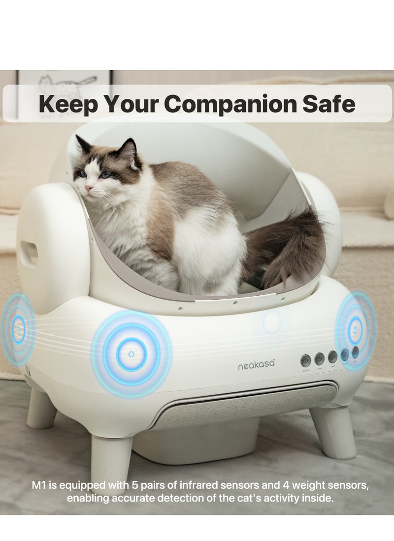 Generic - Neakasa⁺ M1 Open-Top Self-Cleaning Smart Cat Litter Box, Automatic Cat Litter Box With APP Control, Odor-Free Waste Disposal Bags (2 Rolls) & Litter Mat Included. [Full Pack Set + 12 Months International Warranty]. - Image 1