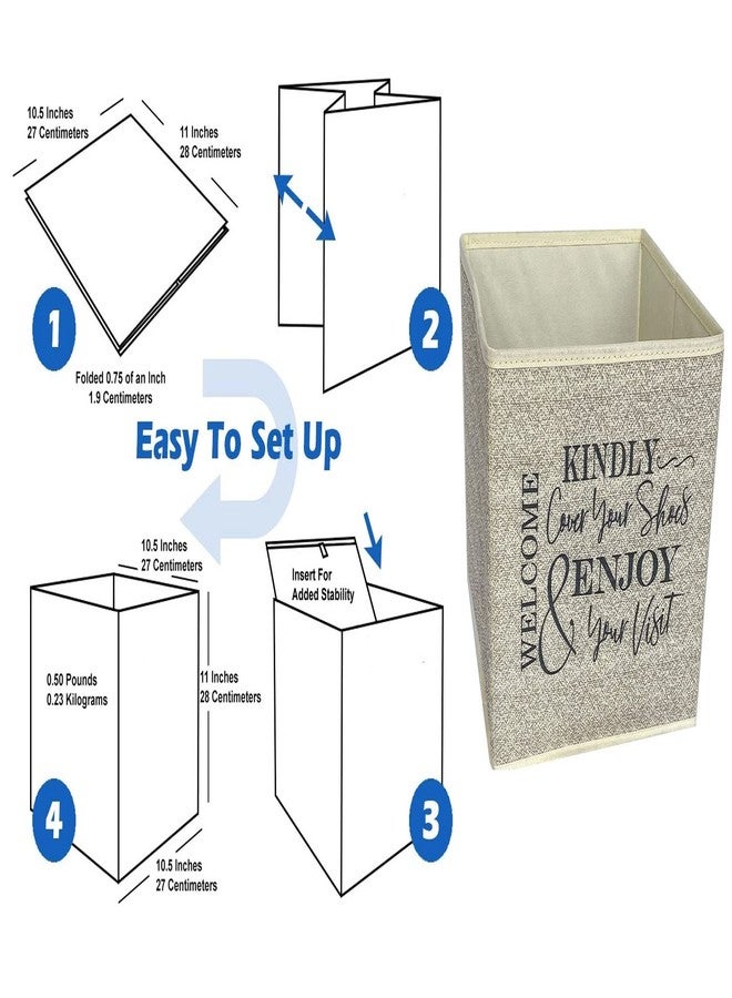 Life Charge Shoe Cover Box - Welcome Guests to Please Cover Shoes. Indoor Foldable Storage Bin to Fill w/your Favorite Booties. For Homeowner, Real Estate Agent, Realtor Open House Supplies | 1 Beige & Black - Image 5