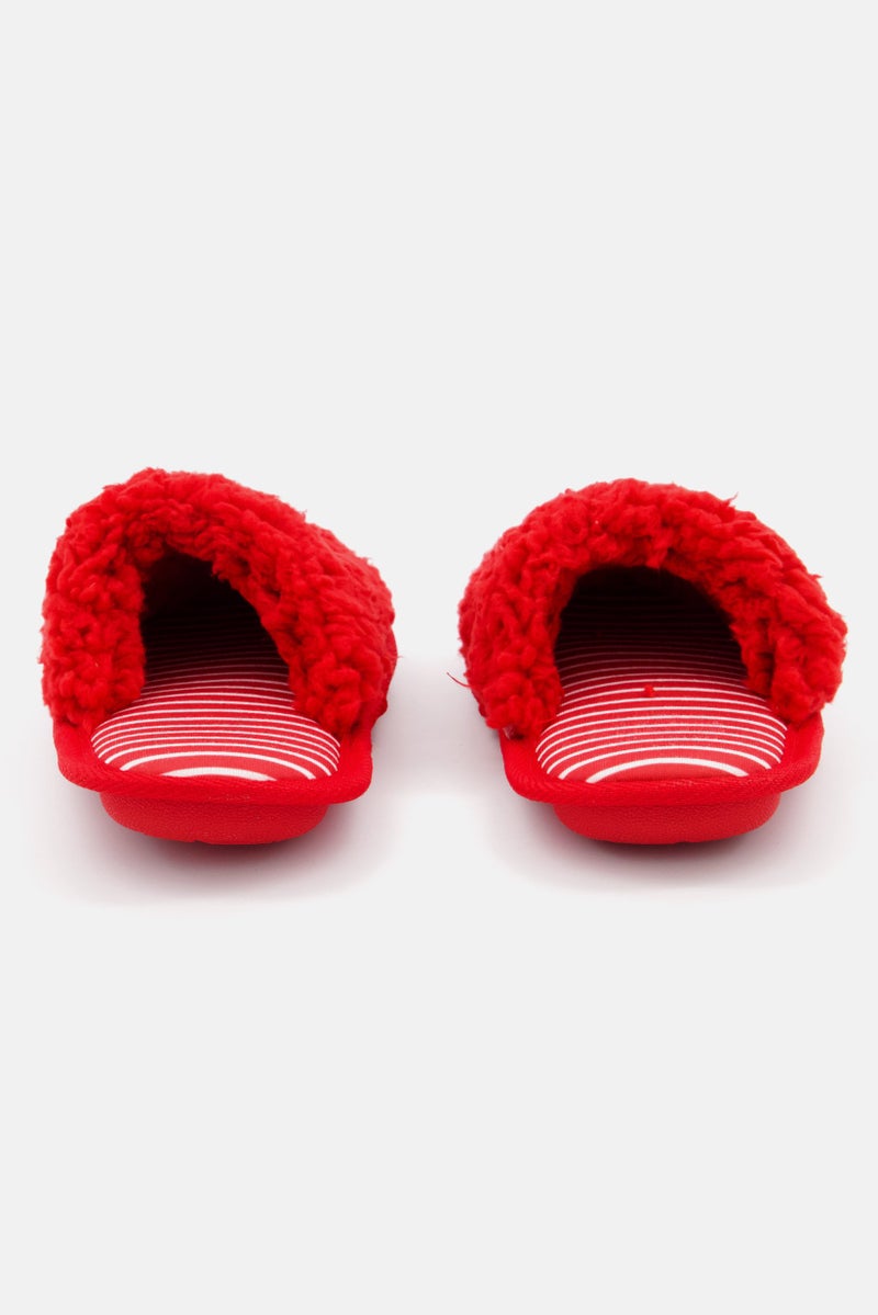 Family PJs Kids Girl Slip On Homewear Slippers, Red  - Image 2