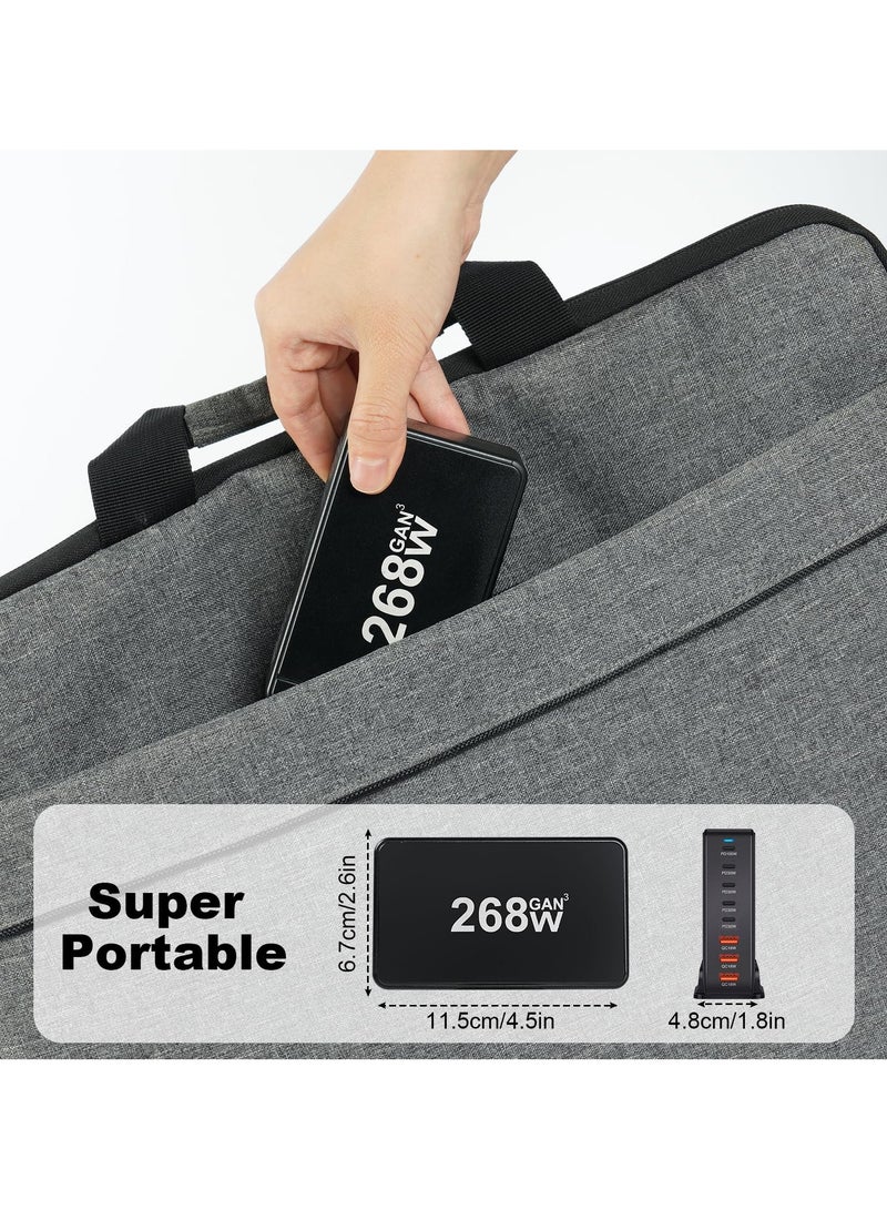 268W USB-C Charging Station, 8-Port USB Charging Station with 5 USB-C + 3 USB-A, Multiport Wall Charger Power Strip Adapter, Portable Charging Station Compatible with iPhone 16-12 Series, iPad Pro, - Image 2