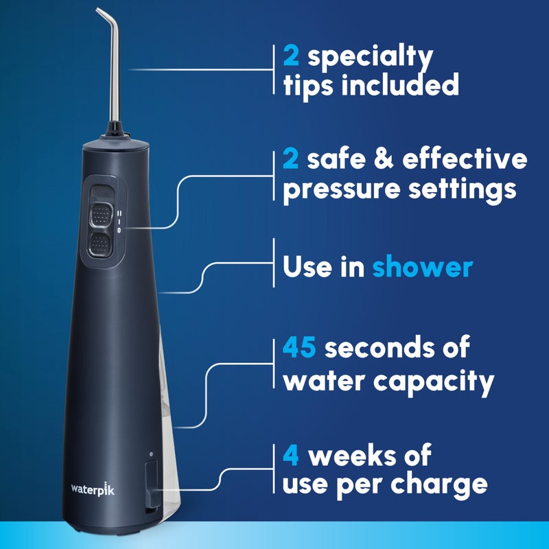 Waterpik Cordless Pulse Rechargeable Portable Water Flosser for Teeth, Gums, Braces Care and Travel with 2 Flossing Tips, Waterproof, ADA Accepted, WF-20 Blue, Packaging May Vary - Image 3