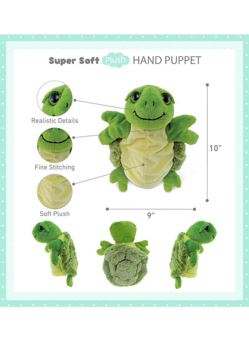Puzzled DolliBu Sea Turtle Hand Puppet - Super Soft Stuffed Animal Hand Puppets for Kids, Educational Hand Puppet Plush Toy for Kids and Adults, Ocean Life Animal Puppet for Teaching and Puppet Show - 10 Inch  - Image 2