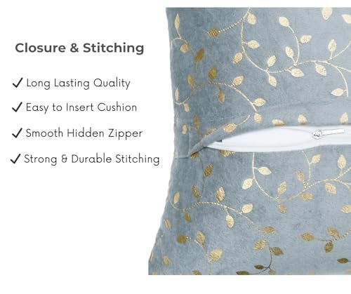 RD TREND Velvet Cushion Covers, 60 x 60 cm/24 x 24 inches,Pack of 5,250 TC, Back Zipper (Grey) - Image 5