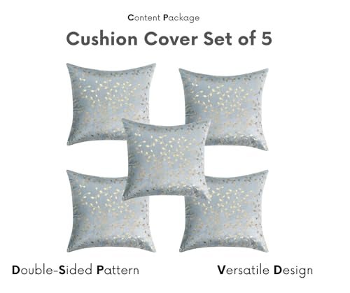 RD TREND Velvet Cushion Covers, 60 x 60 cm/24 x 24 inches,Pack of 5,250 TC, Back Zipper (Grey) - Image 4