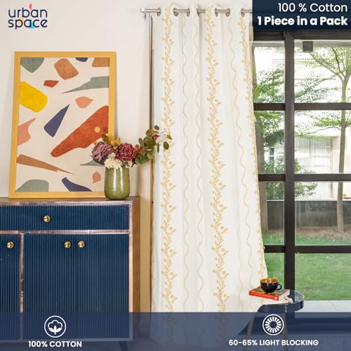 Urban Space Embroidery Curtains for Window, 100% Cotton Curtain 5 Feet Long Pack of 1 Decorative Curtain, Tieback & Eyelets Included, 60-65% Room Darkening (Solara White, 5 feet) - Image 3