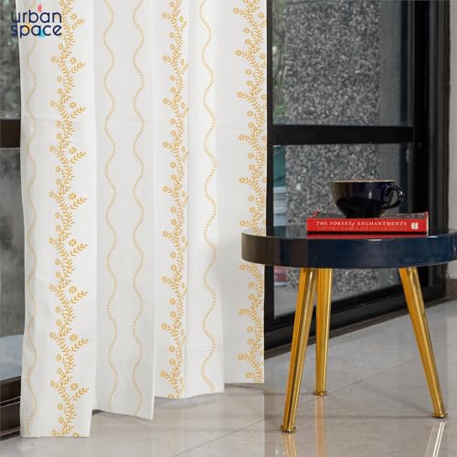Urban Space Embroidery Curtains for Window, 100% Cotton Curtain 5 Feet Long Pack of 1 Decorative Curtain, Tieback & Eyelets Included, 60-65% Room Darkening (Solara White, 5 feet) - Image 2