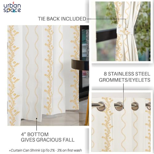 Urban Space Embroidery Curtains for Window, 100% Cotton Curtain 5 Feet Long Pack of 1 Decorative Curtain, Tieback & Eyelets Included, 60-65% Room Darkening (Solara White, 5 feet) - Image 5