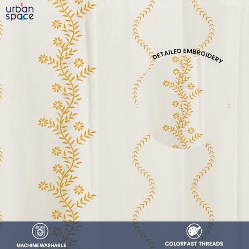 Urban Space Embroidery Curtains for Window, 100% Cotton Curtain 5 Feet Long Pack of 1 Decorative Curtain, Tieback & Eyelets Included, 60-65% Room Darkening (Solara White, 5 feet) - Image 4
