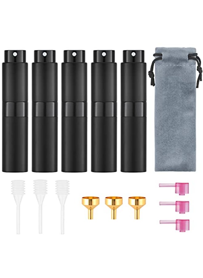 Tekson تيكسون 5 قطع 8 مل زجاجة عطر سفر قابلة لإعادة التعبئة صغيرة لرذاذ الكولونيا فارغة سوداء - Image 1