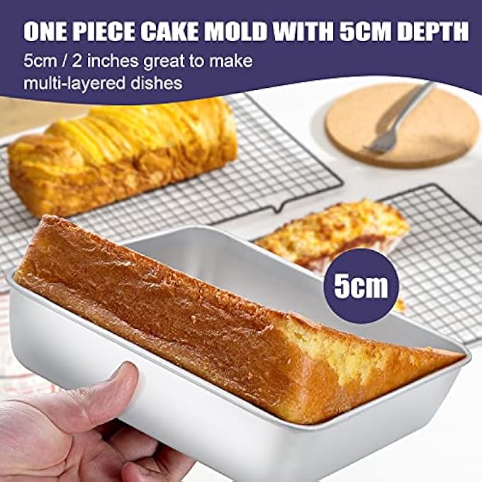 Joyfair 9 Inch Cake Tin Set Of 2 Stainless Steel Square Baking Pan Baking Tray Great For Birthday Christmas Brownie Lasagna Bakeware Healthy  Durable Matte Finished  Dishwasher Safe 235 Cm - Image 5