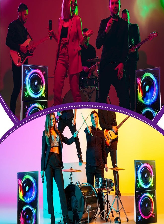 Beeveer 2 Pcs 4 ft 80s 90s Boom Box Cardboard Cutout Life Size Back to 1980s 1990s Theme Party Decorations Hip Hop Retro Music Neon DJ Speaker Photo Props Stand up for Birthday Party Decor Supplies - Image 5