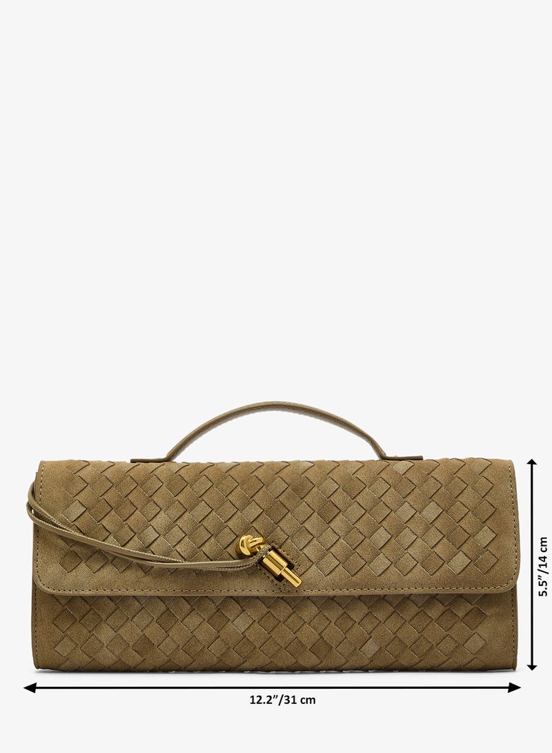 ELLA East-To-West Top Handle Clutch Woven Textured - Image 5