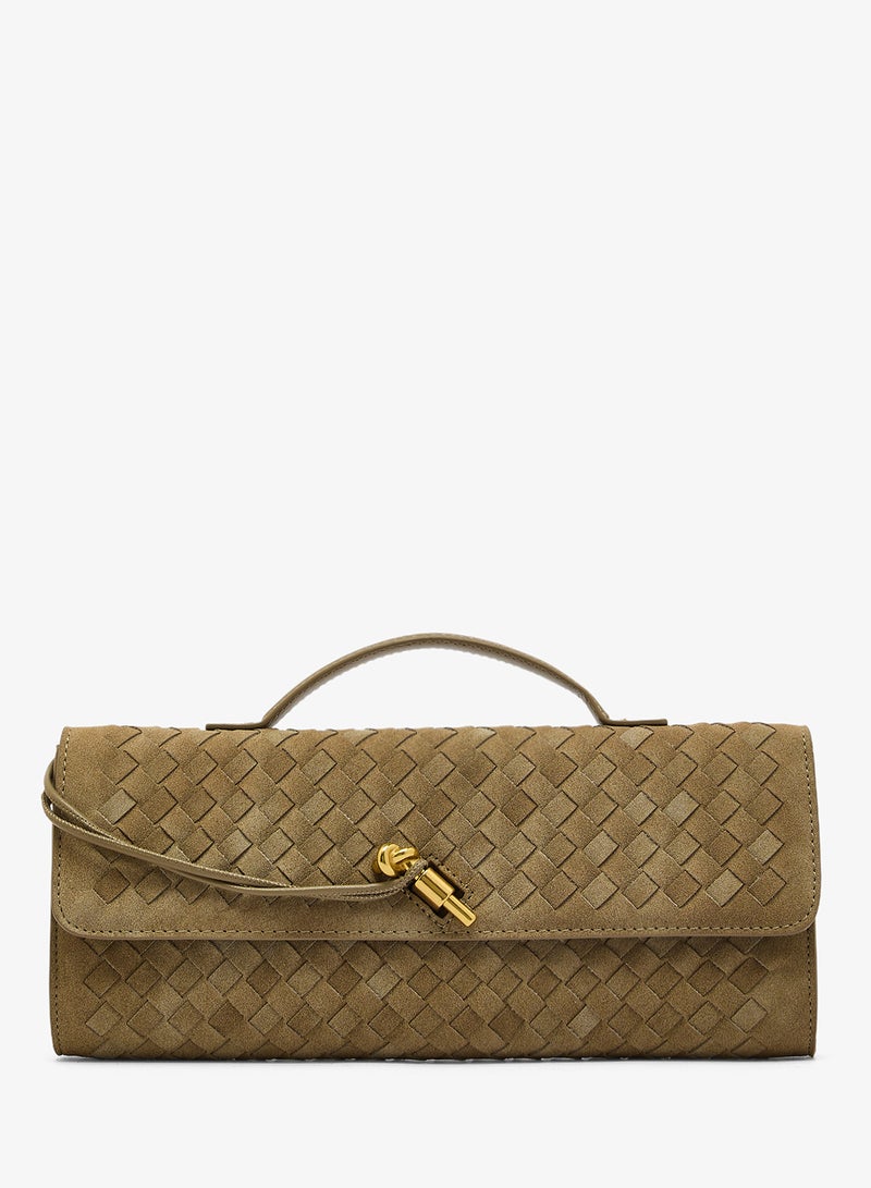 ELLA East-To-West Top Handle Clutch Woven Textured - Image 1