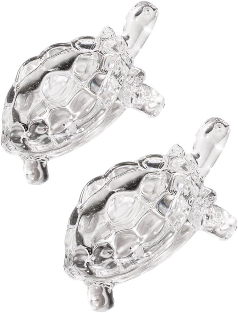 klarako 2pcs Turtle Ornament Decor for Table Figurines Decor Tabletop Miniatures Miniature Glass Ornaments Turtles Decor Decorative Turtle Figurines Glass Tortoise Ornament Tortoise Statue