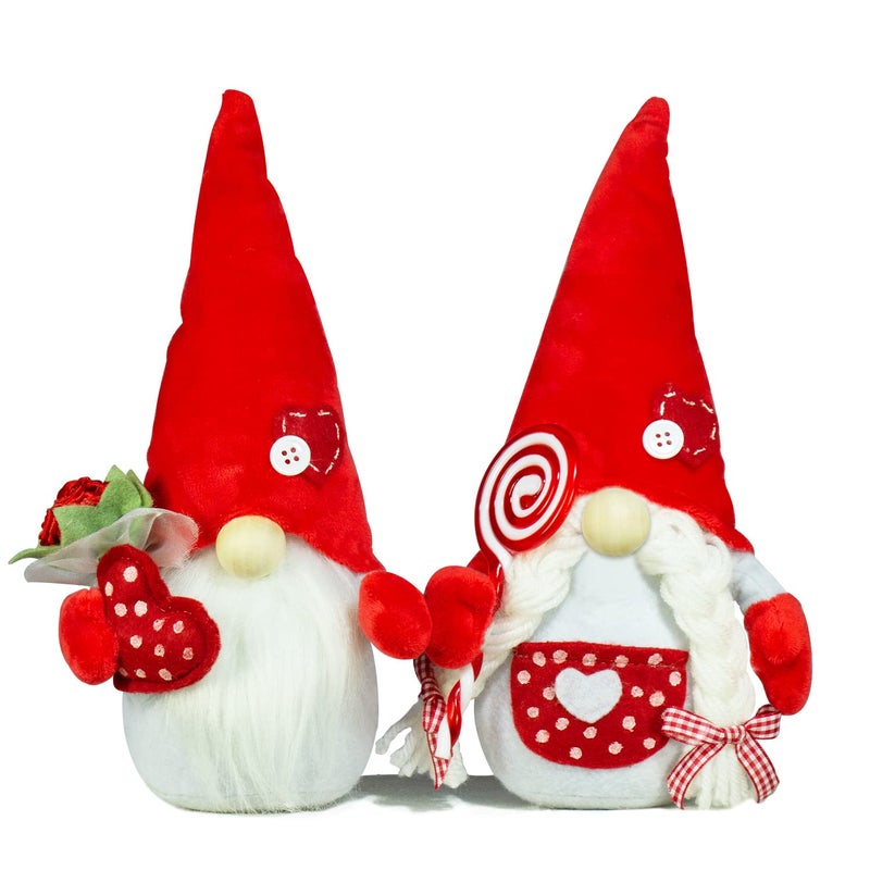 BWFY Romantic Couple Gnomes Decor Swedish Tomte Gnomes 2PCS Scandinavian Gnomes Decorations Desktop Collectible Home Ornament Love for MenWomen