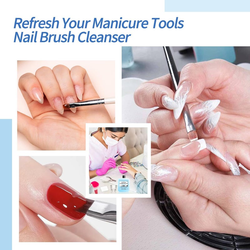 SULLMAR Nail Brush Cleaner 40ml Cleaner Efficient Nail Cleaner for Acrylic Nails Professional Brush Cleaner for acrylic Clean and Maintain Your Nail Brushes with Cleaning Solution - Image 5