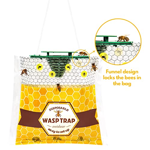 Stingmon 4 Pack Disposable Wasp Traps Outdoor Hanging Carpenter Bee Traps for Outside Yellow Jacket Trap Hornet Trap Wasp Catcher for Bug Flies Patio - Image 2