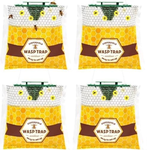 Stingmon 4 Pack Disposable Wasp Traps Outdoor Hanging Carpenter Bee Traps for Outside Yellow Jacket Trap Hornet Trap Wasp Catcher for Bug Flies Patio - Image 1
