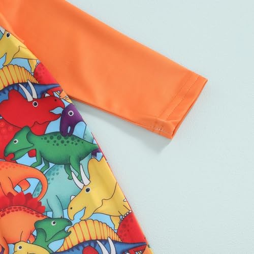 Socutebabe Toddler Infant Baby Boys Swimsuit Kids Rash Guard One Piece Newborn Zipper Bathing Suit Swimwear with Hat (Dinosaur Orange,3-6 Months) - Image 5