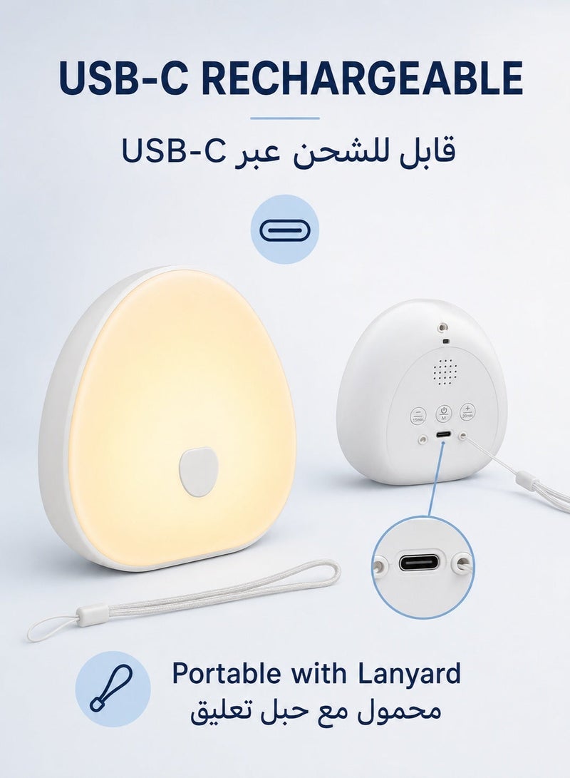 TDZDDYS White Noise Machine with Night Light, 10 Soothing Sounds, 7 Light Modes, Touch Dimming, 15/30 Min Timer, USB-C Rechargeable Baby Sleep Soother for Nursery and Travel - Image 5