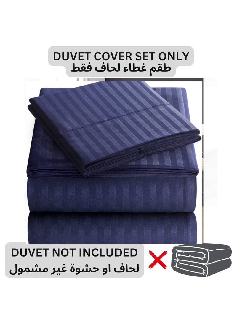 TW Premier Hotel Duvet Cover Single Size Stripe 4 Pcs Set - 1 Duvet Cover 220x160cm (Without Filling), 1 Fitted Sheet 120x200+30cm, 2 Oxford Pillow Cases 48x74+5cm, Super Soft Quilt Cover - Image 3