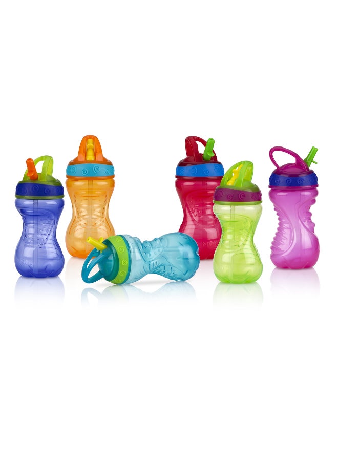 Nuby Hard Straw Flip It Cup, Toddler Straw Drinking Cup with Flip Top Lid, Leak Resistant Water Cup for Travel, Home and Daycare Use, Assorted - Image 1