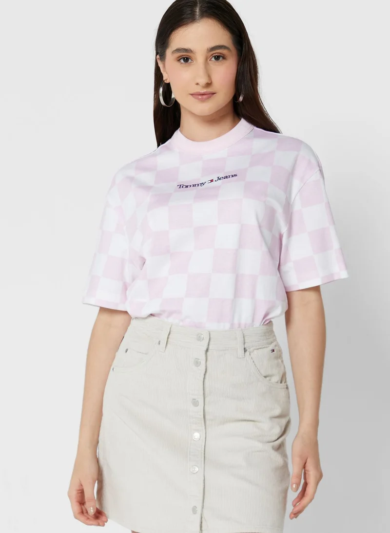 TOMMY JEANS Crew Neck Checked T-Shirt