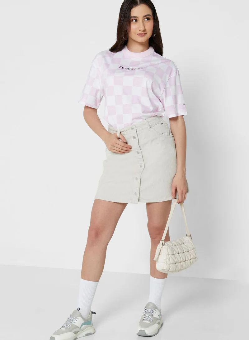 TOMMY JEANS Crew Neck Checked T-Shirt