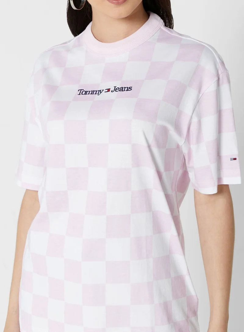 TOMMY JEANS Crew Neck Checked T-Shirt