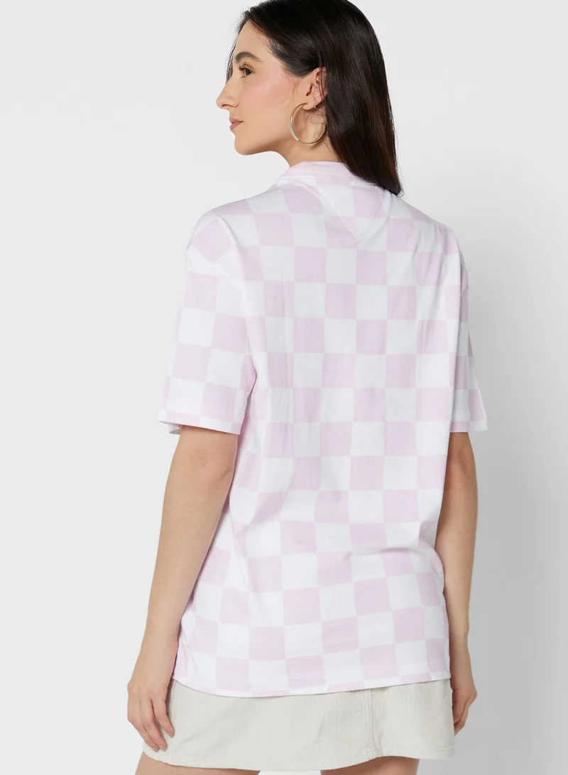 TOMMY JEANS Crew Neck Checked T-Shirt