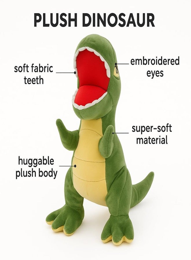 DTR Creation Mehndi Dinosaur Plush Toy ? 32 cm | Soft Stuffed Animal for Kids, Boys & Girls | Cute & Cuddly Cartoon Dino Toy | Birthday Gift, Room Decor & Playtime Friend - Image 3