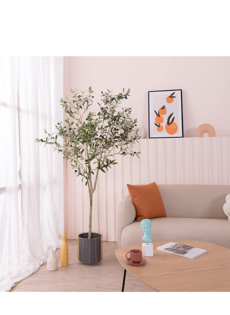 Generic Artificial Olive Tree, 6FT Tall Faux Silk Plant Artificial Tree in Potted Oliver Branch Leaves and Fruits for Modern Home Decor Indoor  - Image 4