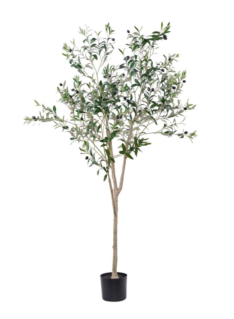 Artificial Olive Tree, 6FT Tall Faux Silk Plant Artificial Tree in Potted Oliver Branch Leaves and Fruits for Modern Home Decor Indoor - Image 3