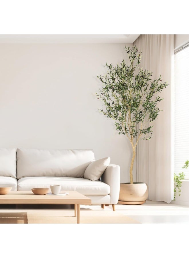 Artificial Olive Tree, 6FT Tall Faux Silk Plant Artificial Tree in Potted Oliver Branch Leaves and Fruits for Modern Home Decor Indoor - Image 5