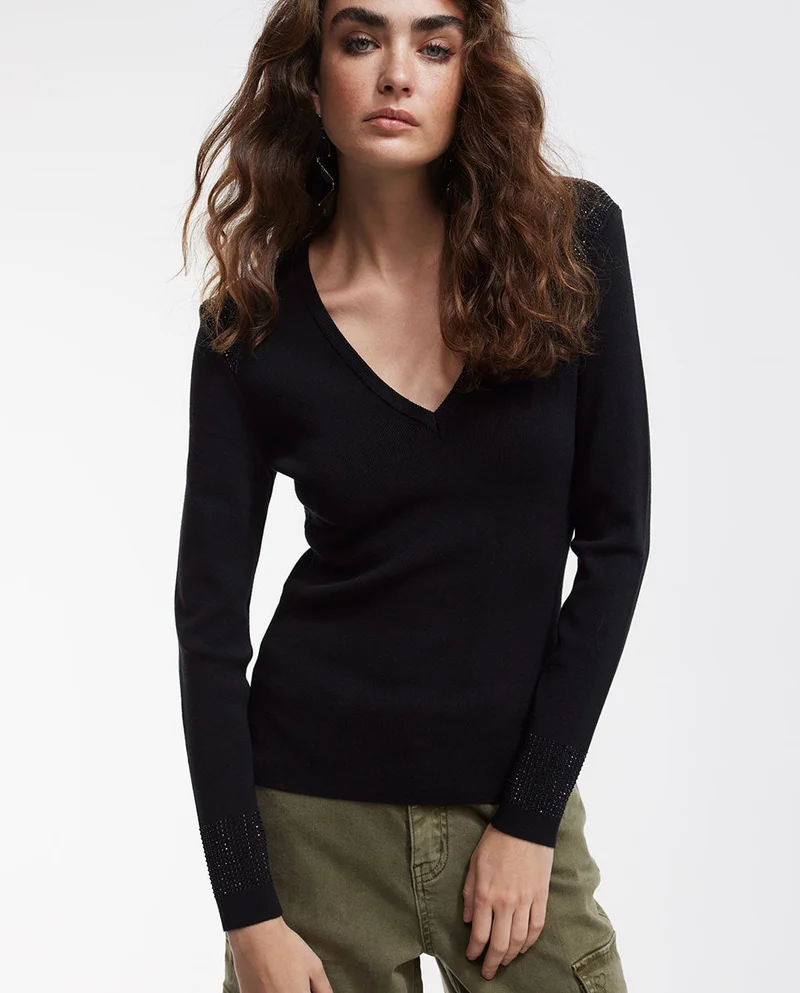 Lola Casademunt Knit sweater embellished with rhinestones