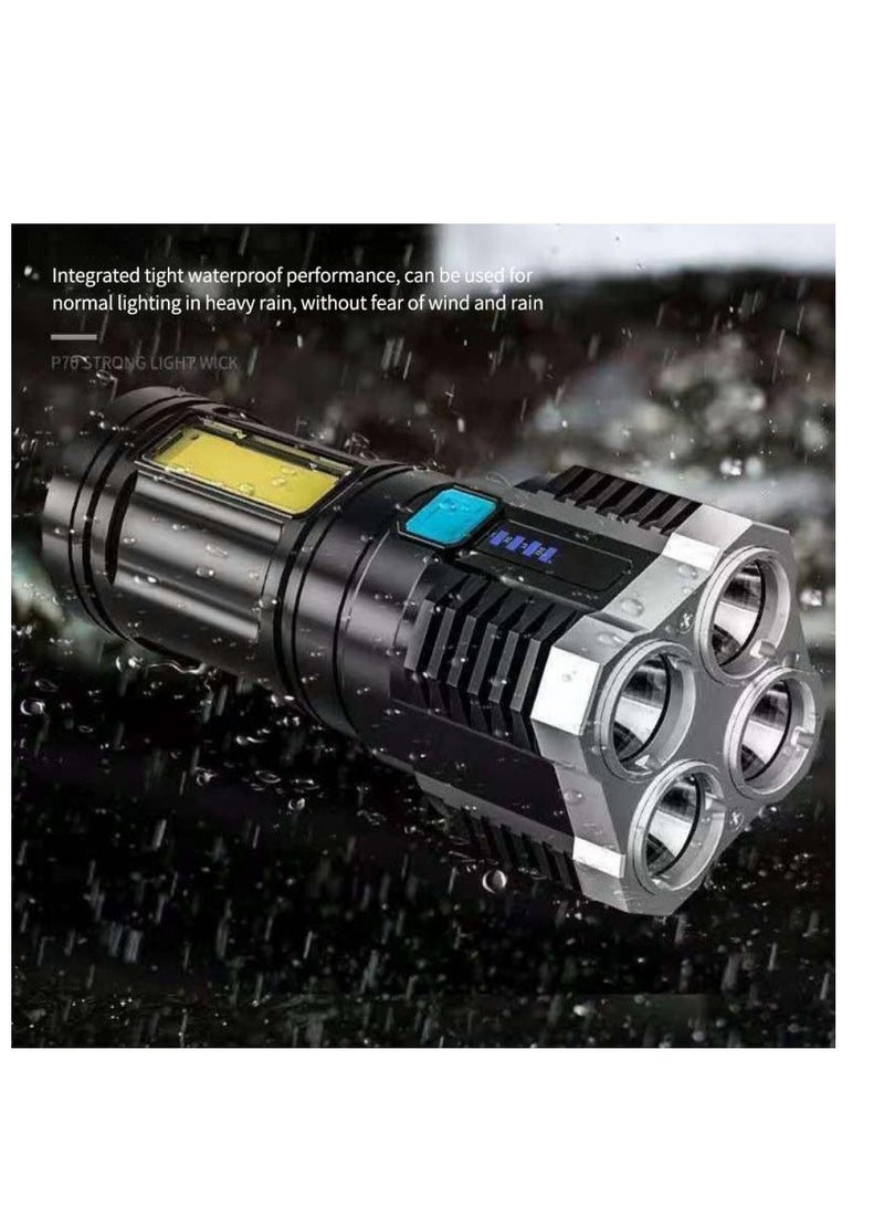 Super Bright High Power Flashlight 4 Heads LED Strong Light USB Long-range Light - Image 4