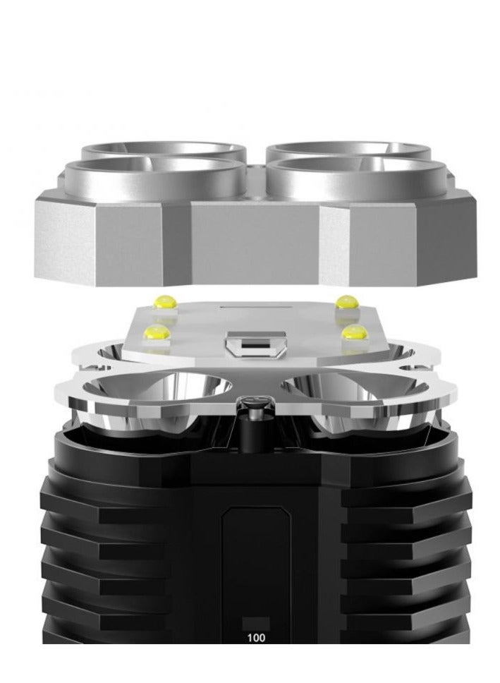 Super Bright High Power Flashlight 4 Heads LED Strong Light USB Long-range Light - Image 3