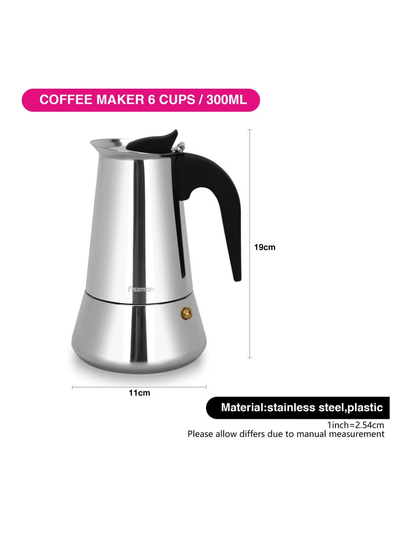 Fissman Coffee Maker 300ml for 6 Cups Stainless Steel  - Image 4