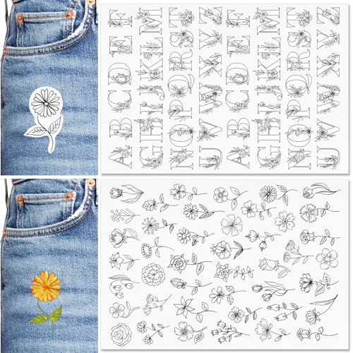 Patemby Embroidery Pattern Water Soluble Embroidery Stabilizers, Stick and Stitch Embroidery Paper Wash Away with Pre-Printed Pattern Designs Stencils Transfers for Hand Sewing Lover Beginner - Image 1